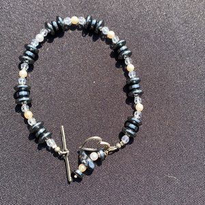 Hematite Beaded Heart bracelet